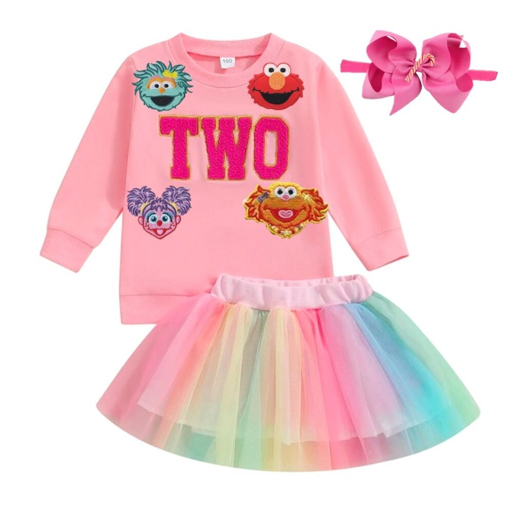 Elmo Dress Abby Outfit Second Birthday Sesame Street Rosita Sweater Zoe Skirt